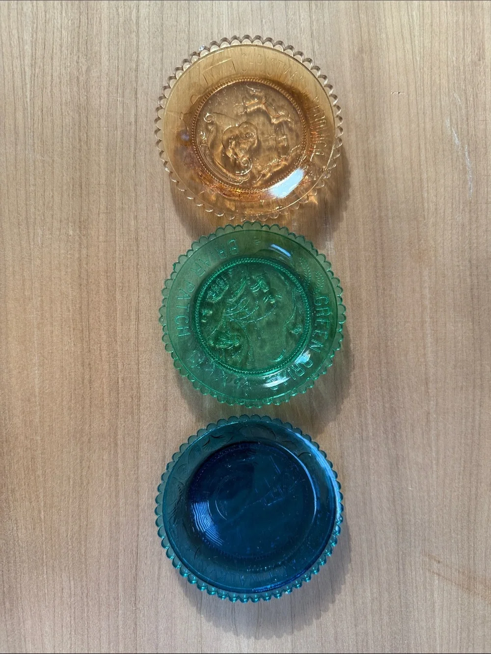 Pairpoint Glass Cup Plate set of 3 Glass Decorative Plate with Scalloped Edge